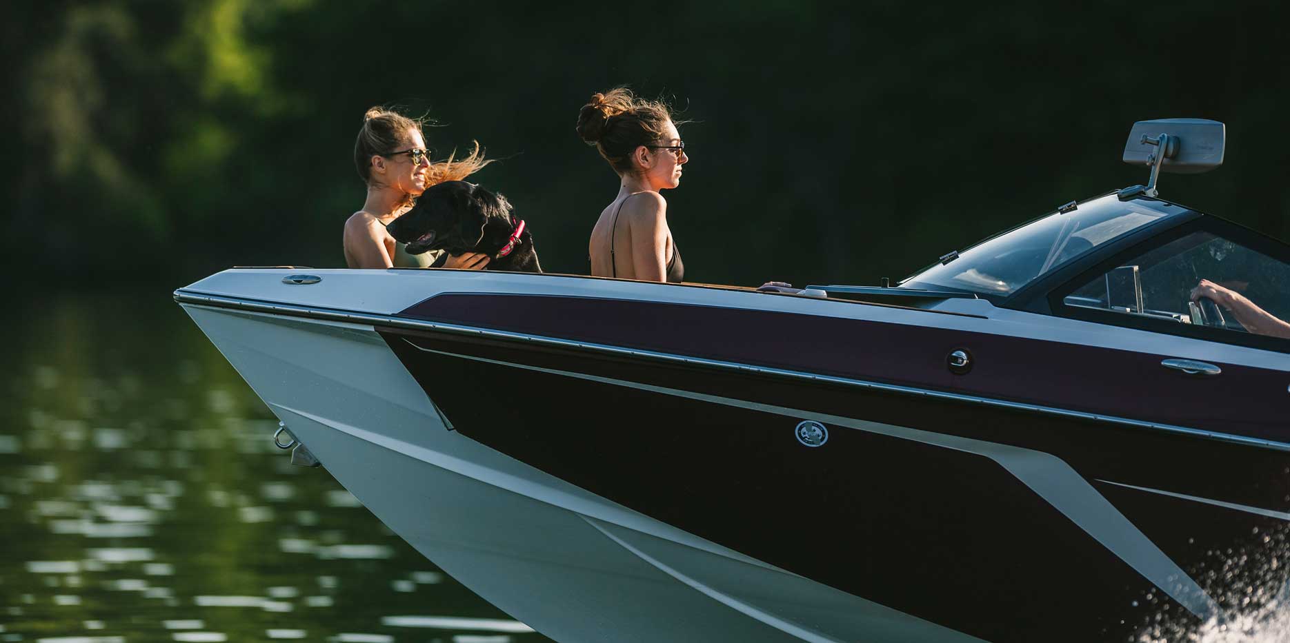 Enjoying watersports action from the bow of the 22 LSV.
