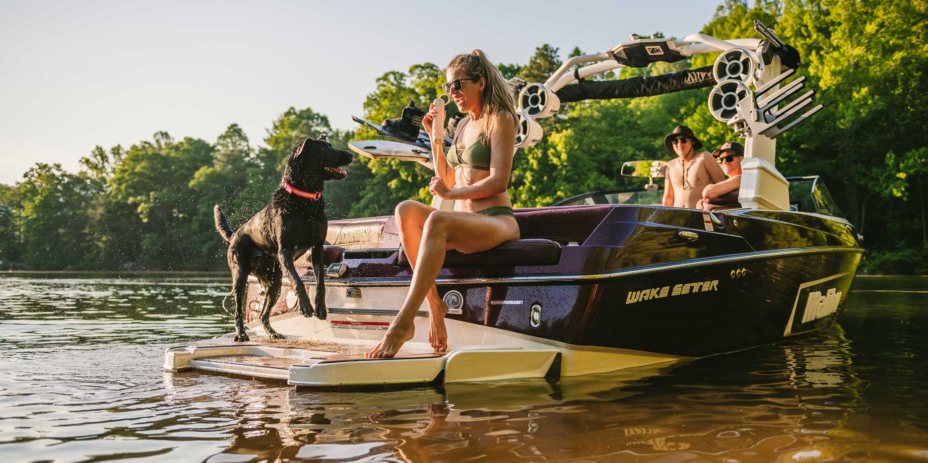 The flip-down swim step offers the ultimate ease of access into the boat or down in the water!