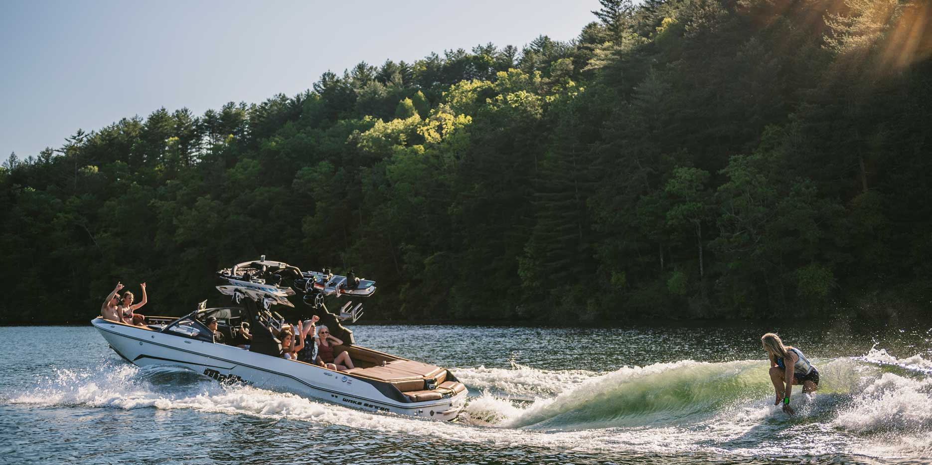 Wakesurfing behind the 25 LSV