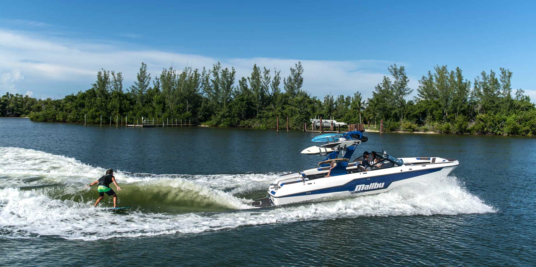 Wakesurfing behind the M240