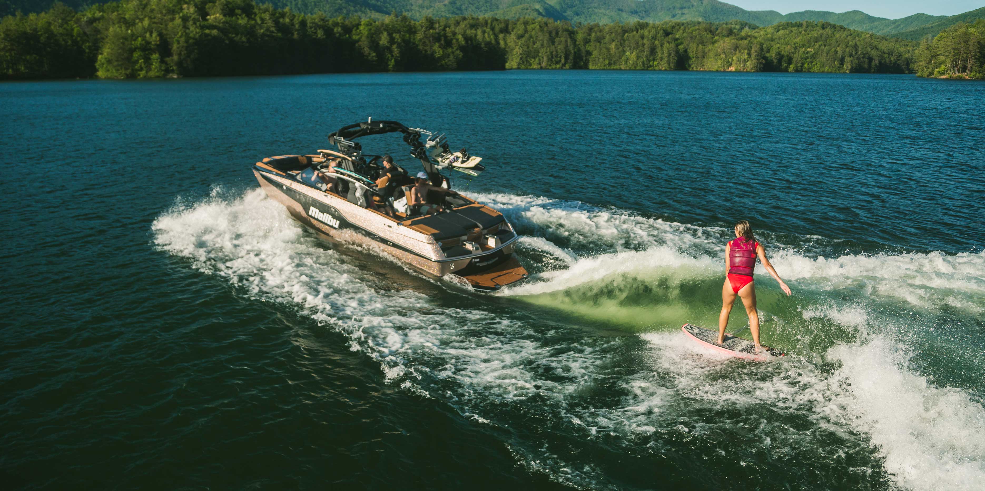 Wakesurfing behind the M240
