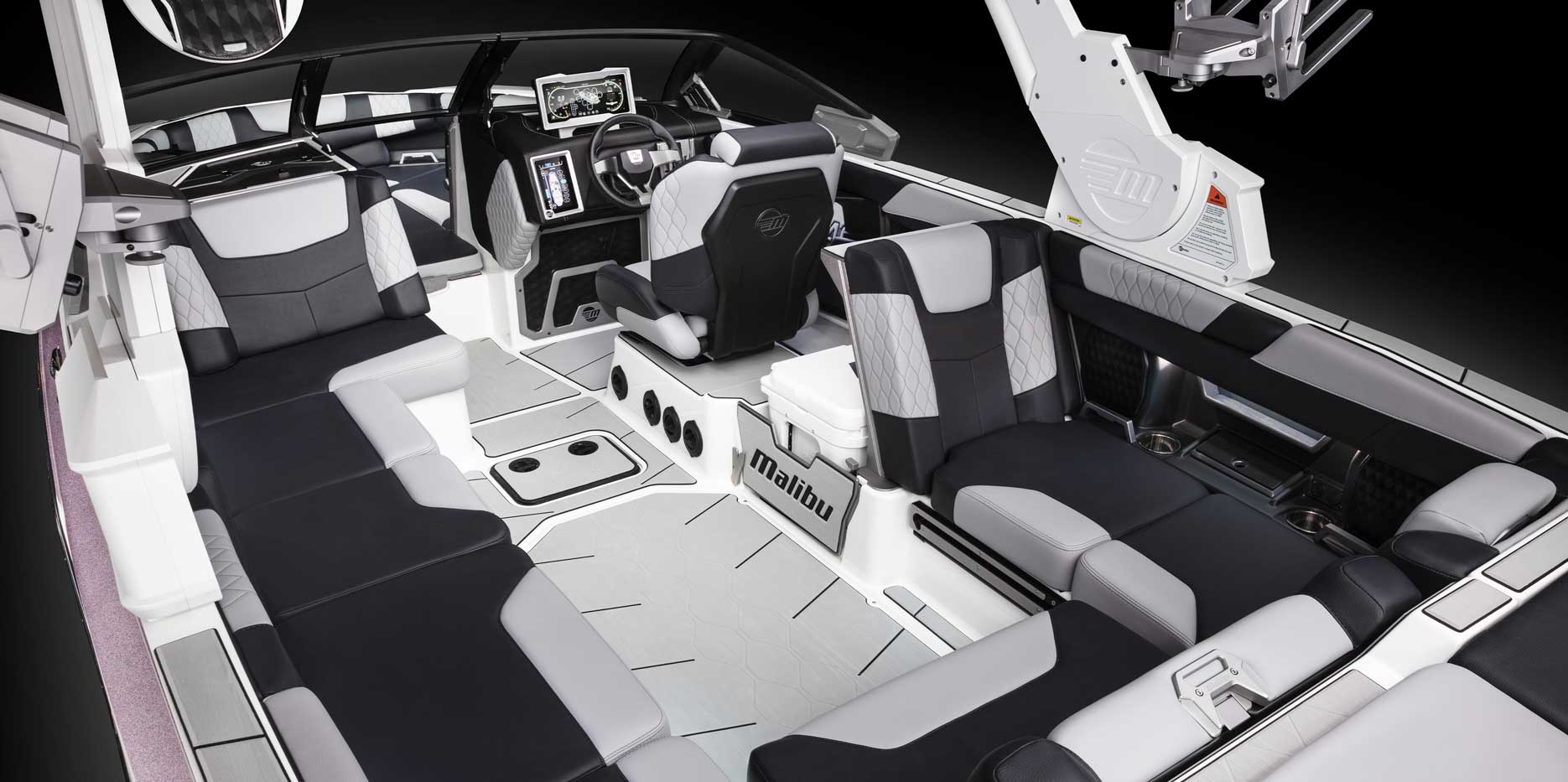 Large interior of the Malibu Boats M240
