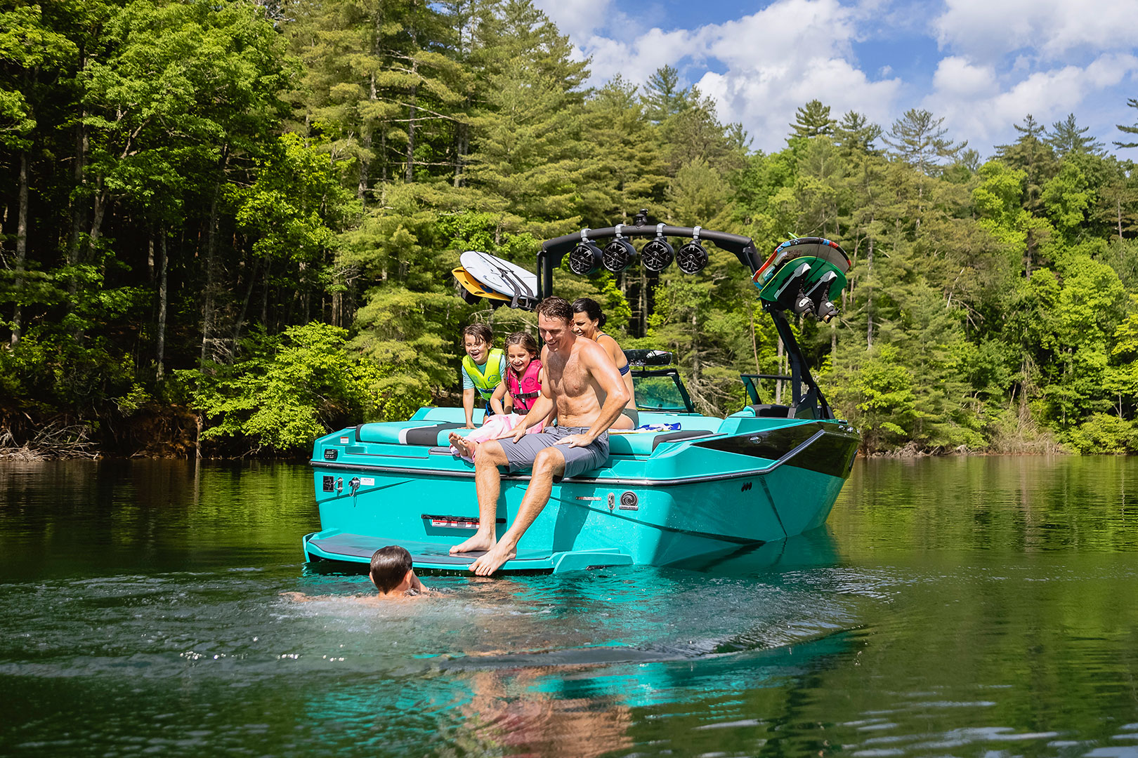 Family Hanging Out on Transom of Axis T220