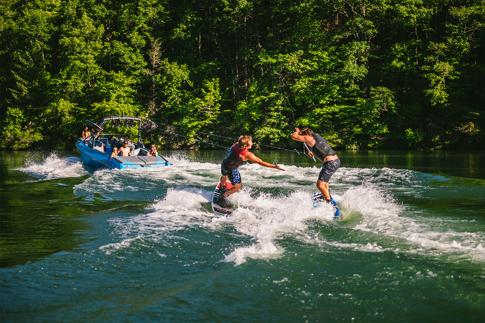 Brothers Wakeboarding Behind Axis T23