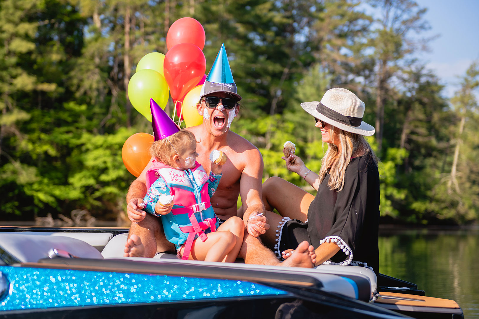 Family Celebrating on Transom of Axis T250